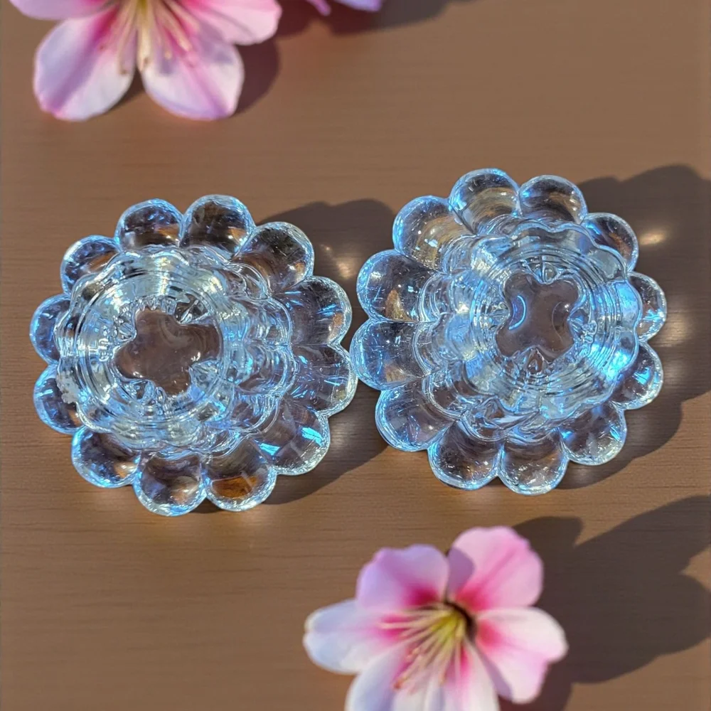 Vtg Set Of 2 Collector's Crystal Galleries Votive Tea Light Candle Holders